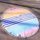 Summer Customized Round Pink Beach Towels with Tassels Sand Free Beach Towels 100% cotton