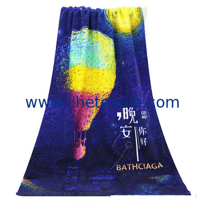 Factory OEM Custom Personalized Logo Reactive Printed 100% Cotton Fabric Rectangle Large Oversized Terry Cotton Beach To