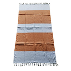 Rectangle Striped White Orange Custom Large 100% Cotton Turkish Beach Towel With Tassels