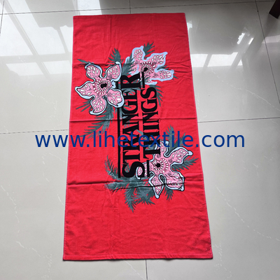 Factory high quality 100% cotton with logo custom print terry beach towel