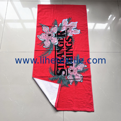 Factory high quality 100% cotton with logo custom print terry beach towel