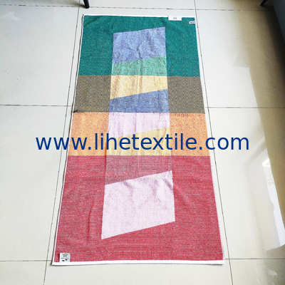 Wholesale 100%  cotton jacquard beach towel beach towels green and orange vertical stripes sublimation beach towels