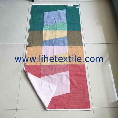 Wholesale 100%  cotton jacquard beach towel beach towels green and orange vertical stripes sublimation beach towels