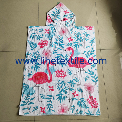 digital printed logo surf hooded poncho towel with pocket