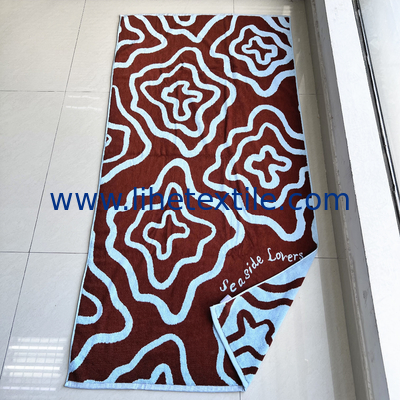 100% cotton 180cm jacquard custom logo eco friendly beach towel