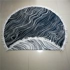 large size 100% Cotton  custom jacquard  round beach towel with fringe