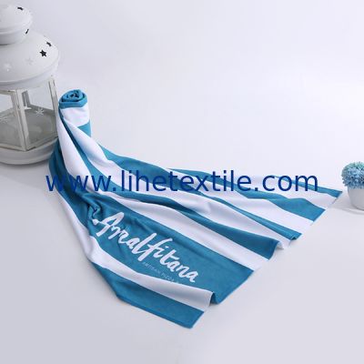 wholesale rainbows blue and white beach towels with logo custom print microfiber fabric stripe beach towel custom logo