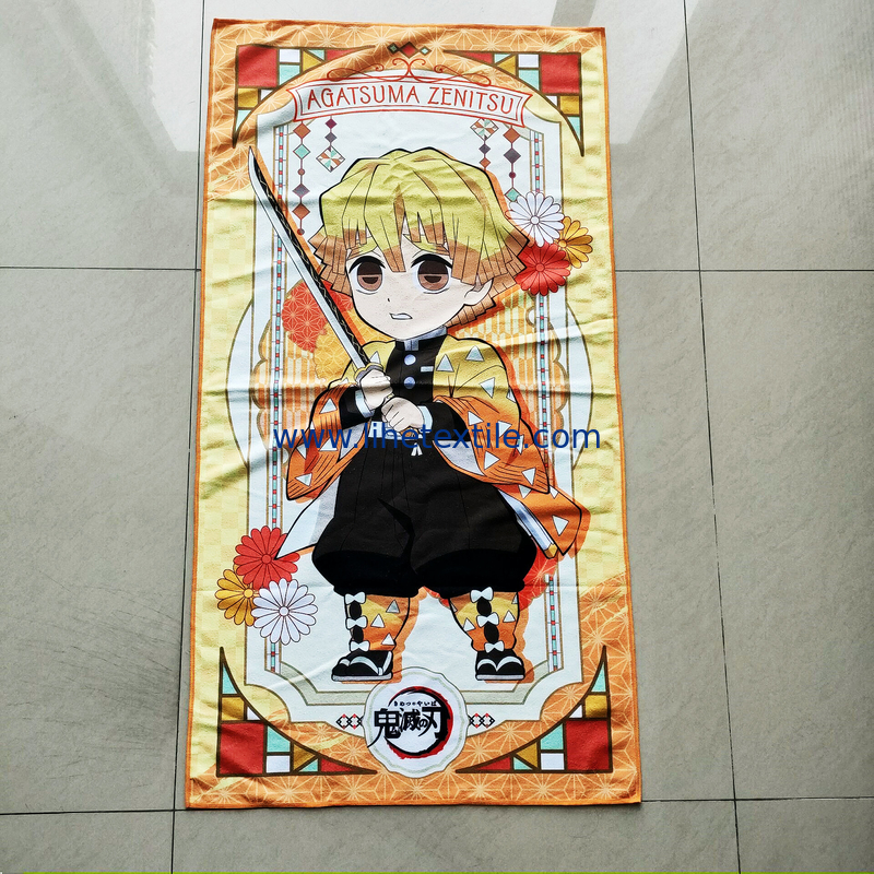 2021 Sublimated Logo Customised Otaku Anime Cartoon Polyester Printed Big Funny Beach Towels in Bulk Personalised Beach