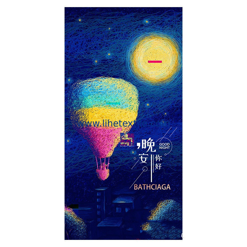 Factory OEM Custom Personalized Logo Reactive Printed 100% Cotton Fabric Rectangle Large Oversized Terry Cotton Beach To