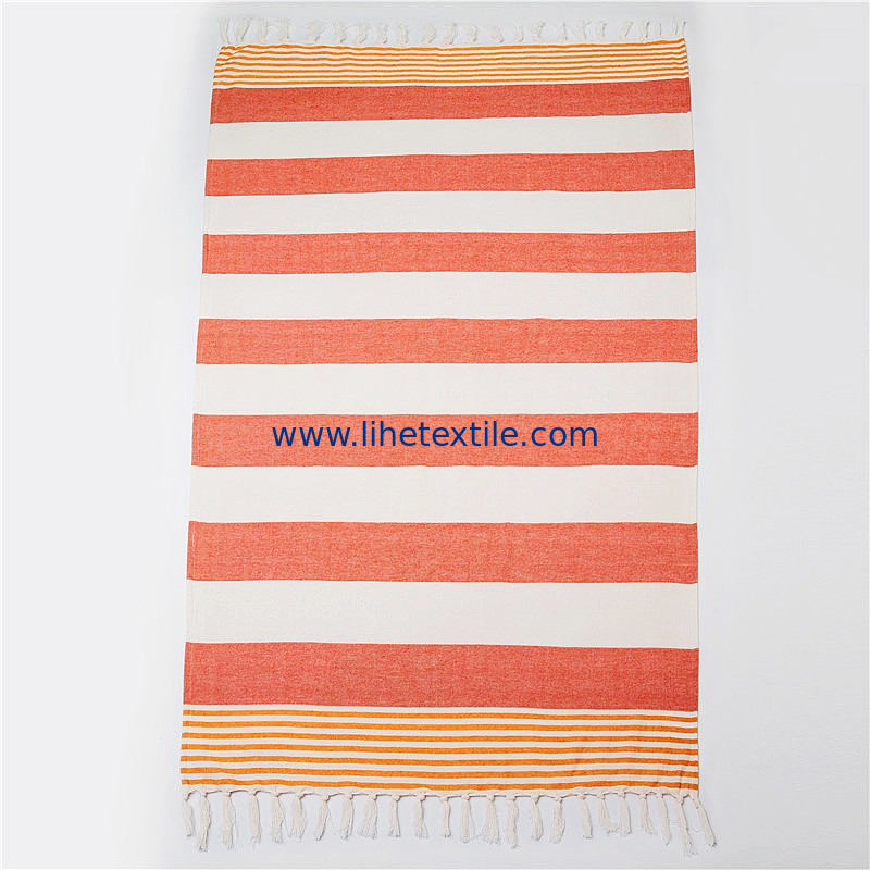 Custom Printed Jacquard Stripe Cotton Bath Towel Sand Free Turkish Beach Towel With Tassel Cotton Turkish Beach Towel