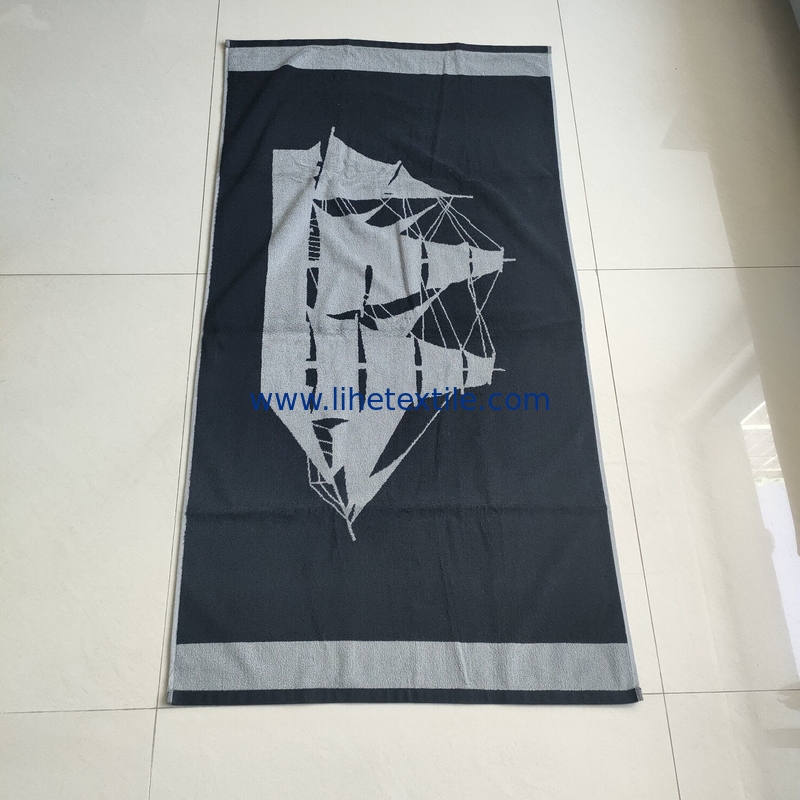 Wholesale 100%  cotton jacquard light weight beach towel custom sublimation sand free luxury beach towel
