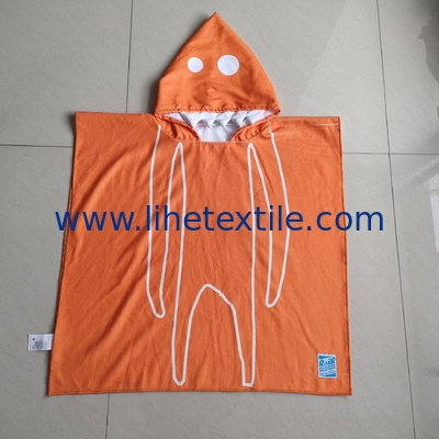 Fabricant fournit de la microfibre sur mesure poncho serviette enfants imprimant poncho plage enfants serviette de plage en capuche